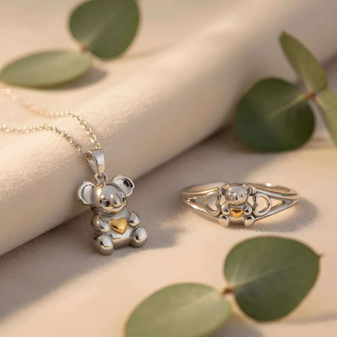 Sterling Silver Koala Pendant and Ring