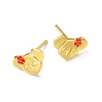 18K GOLD VERMEIL KOALA WITH RED ENAMEL FLOWER EARRINGS Kuddli & Co