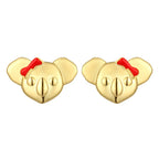 18K GOLD VERMEIL KOALA WITH RED ENAMEL BOW EARRINGS Kuddli & Co