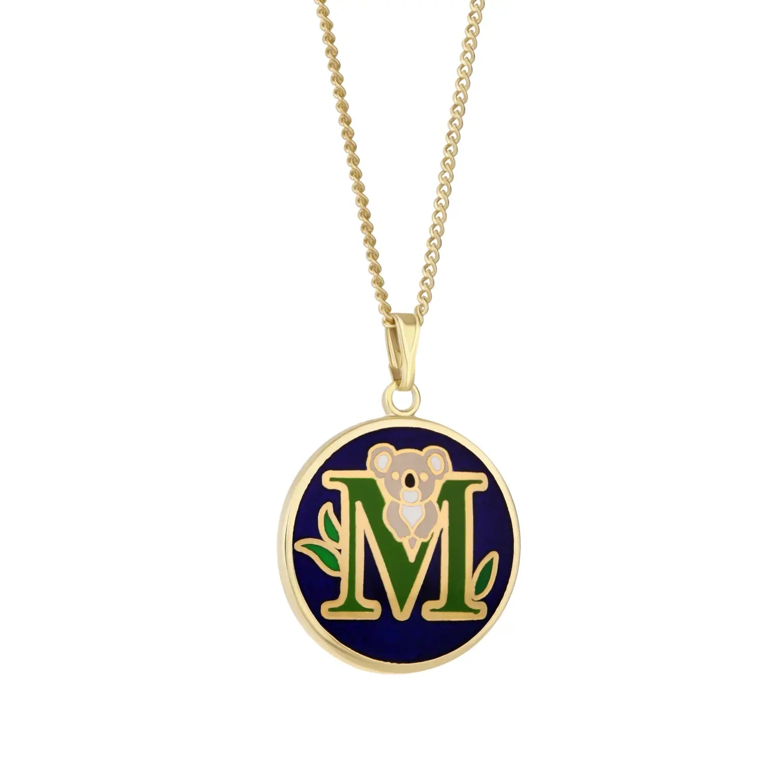 KOALA GOLD PLATED ENAMEL INITIALS PENDANT "M"