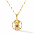 18k Gold Vermeil Koala with Ruby CZ Heart Circle Pendant