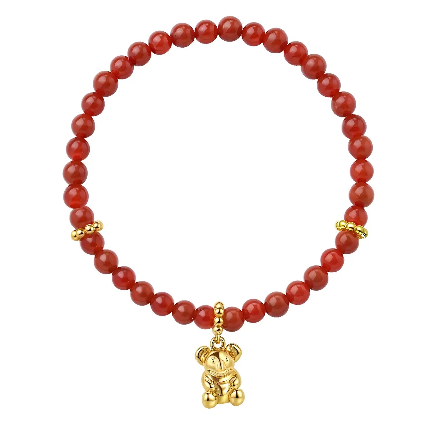 Red beaded bracelet with a Gold Plated Koala charm.