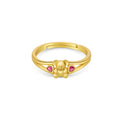 18K GOLD PLATE KOALA WITH DOUBLE HEART RUBY GEM HEART RING