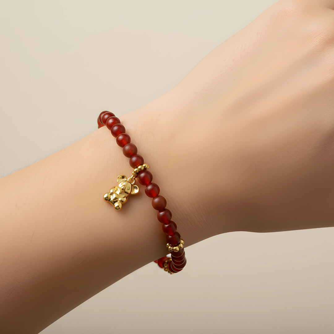Koala Beads Bracelet - Red Agate & Red Jasper