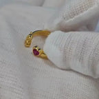 18K GOLD PLATE KOALA WITH RUBY HEART GEM OPEN RING VIDEO