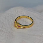 18K GOLD PLATE KOALA WITH DOUBLE HEART RUBY GEM HEART RING Video